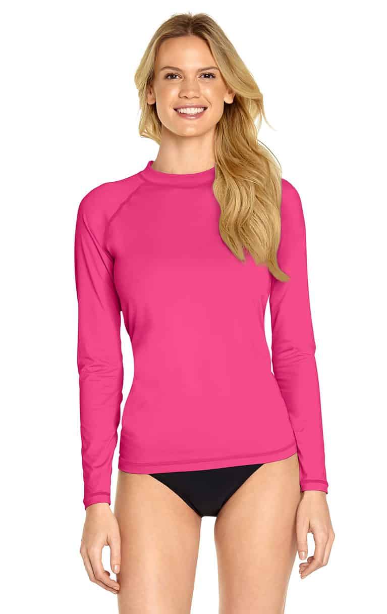 Mens Long Sleeve Rash Guard Pink Wet Effect Inc