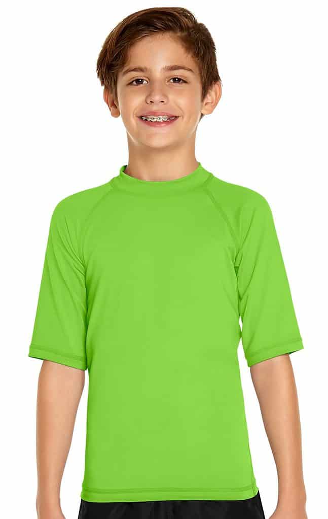 Girl S Short Sleeve Rash Guard Lime Green Wet Effect Inc