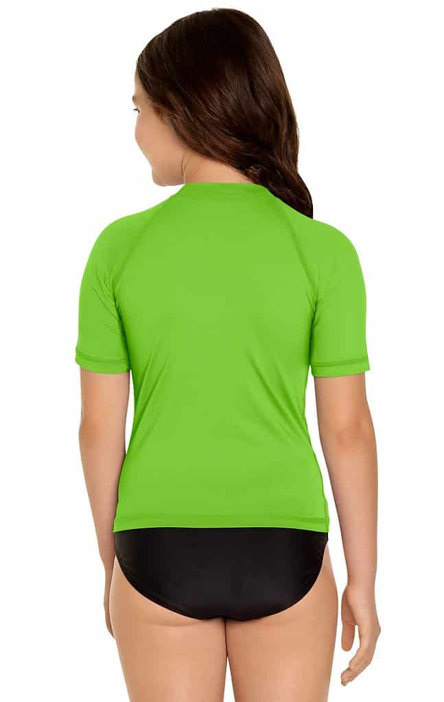 Girl S Short Sleeve Rash Guard Lime Green Wet Effect Inc