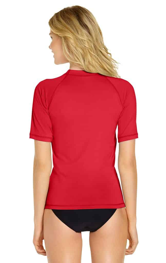 Womens Short Sleeve Rash Guard Red Wet Effect Inc